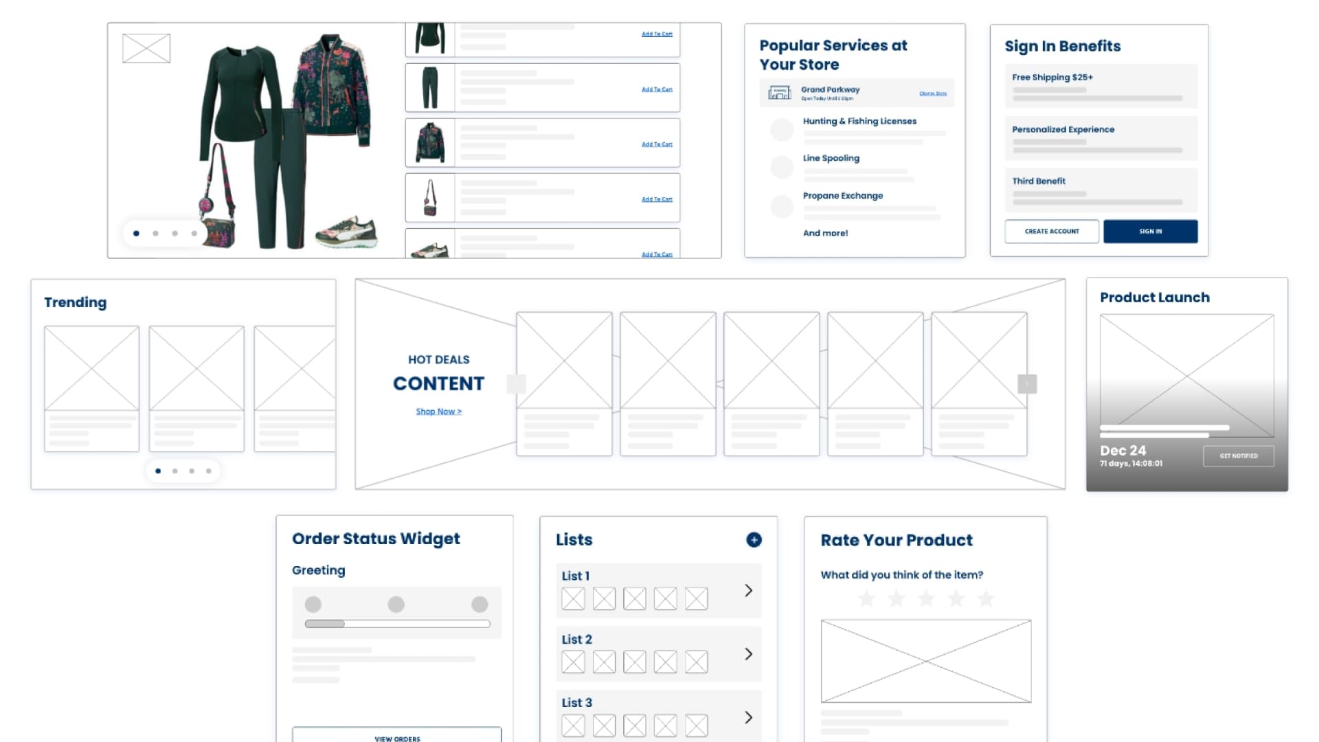 Component wireframes for the Next Gen component set