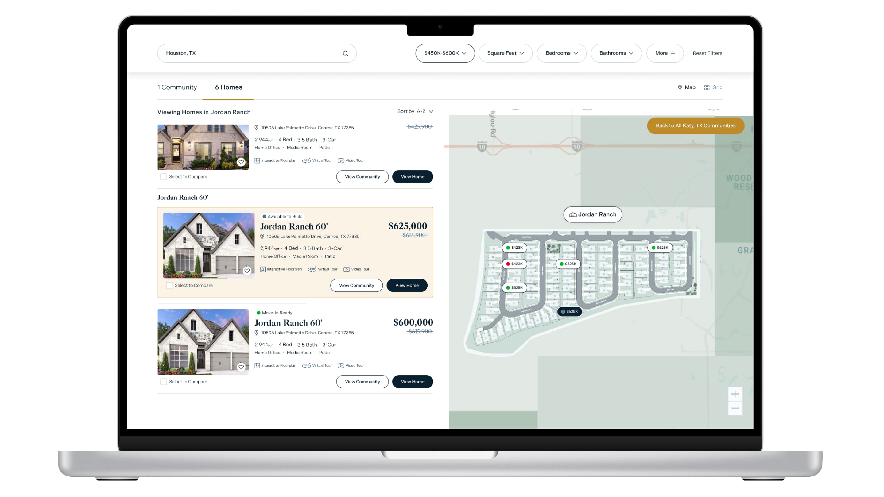 Search feature prototype map and list view